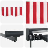 Retractable Awning Manual Red and White 400 x 300 cm
