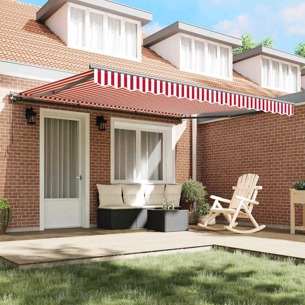 Retractable Awning Red and White Stripe 400x300 cm Fabric