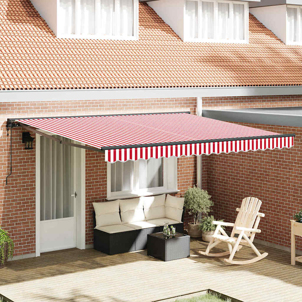 Retractable Awning Red and White Stripe 400x300 cm Fabric
