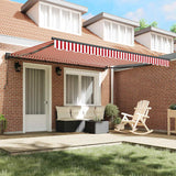 Retractable Awning Red and White Stripe 400x300 cm Fabric