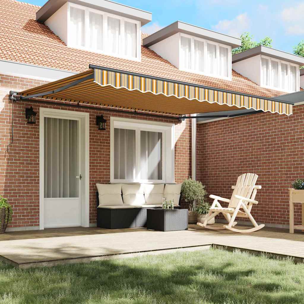 Retractable Awning Manual Multicolour Stripe 400x300 cm Fabric