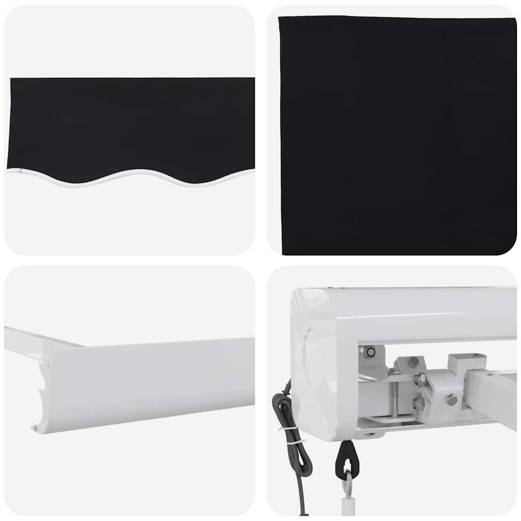Retractable Awning Black 400 x 300 cm Fabric, Metal