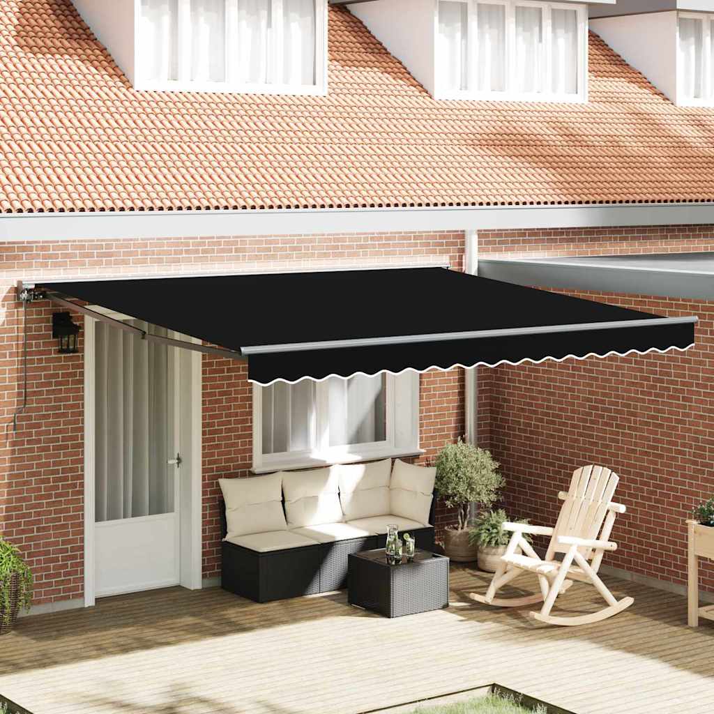 Retractable Awning Manual Black 400x300 cm Fabric