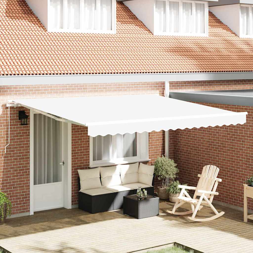 Retractable Awning White 400 x 300 cm Polyester