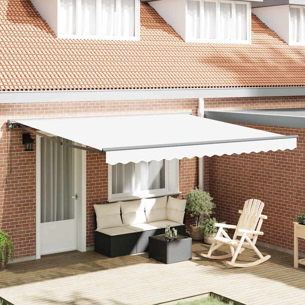 Retractable Awning Manual White 400x300 cm Fabric