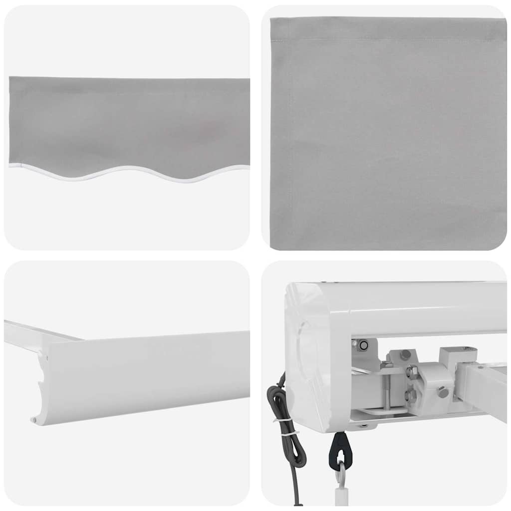 Retractable Awning Light Grey 400 x 300 cm Fabric, Metal
