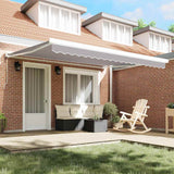 Retractable Awning Light Grey 400 x 300 cm Fabric, Metal