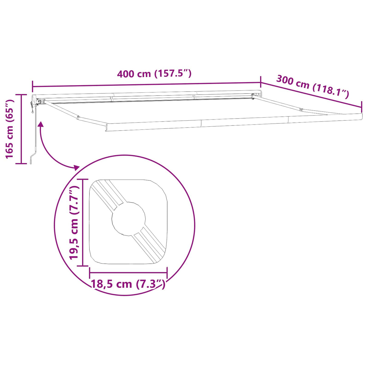 Awning Light Grey 400 x 300 x 165 cm Polyester and Aluminium