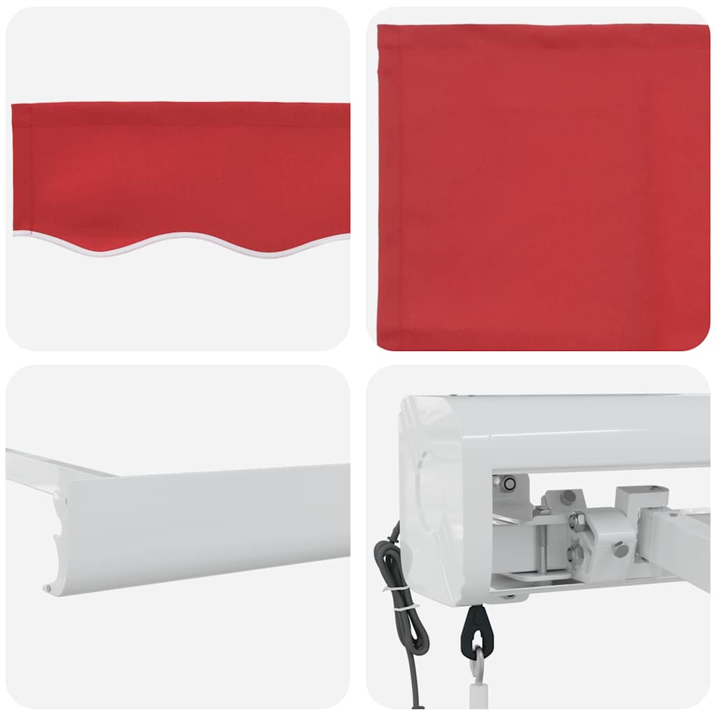 Retractable Awning Red 400 x 300 cm Fabric, Metal