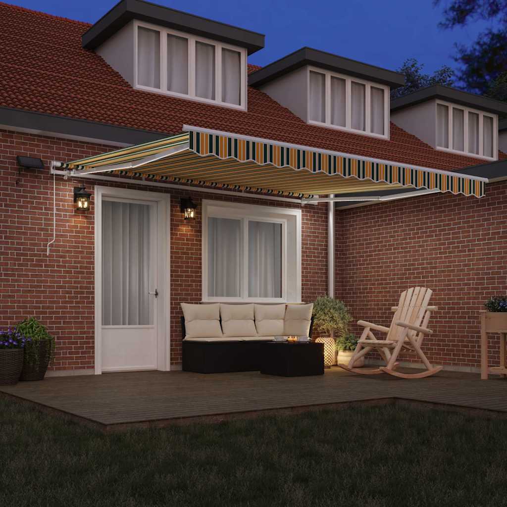 Retractable Awning with Manual 400 x 300 cm Green and yellow