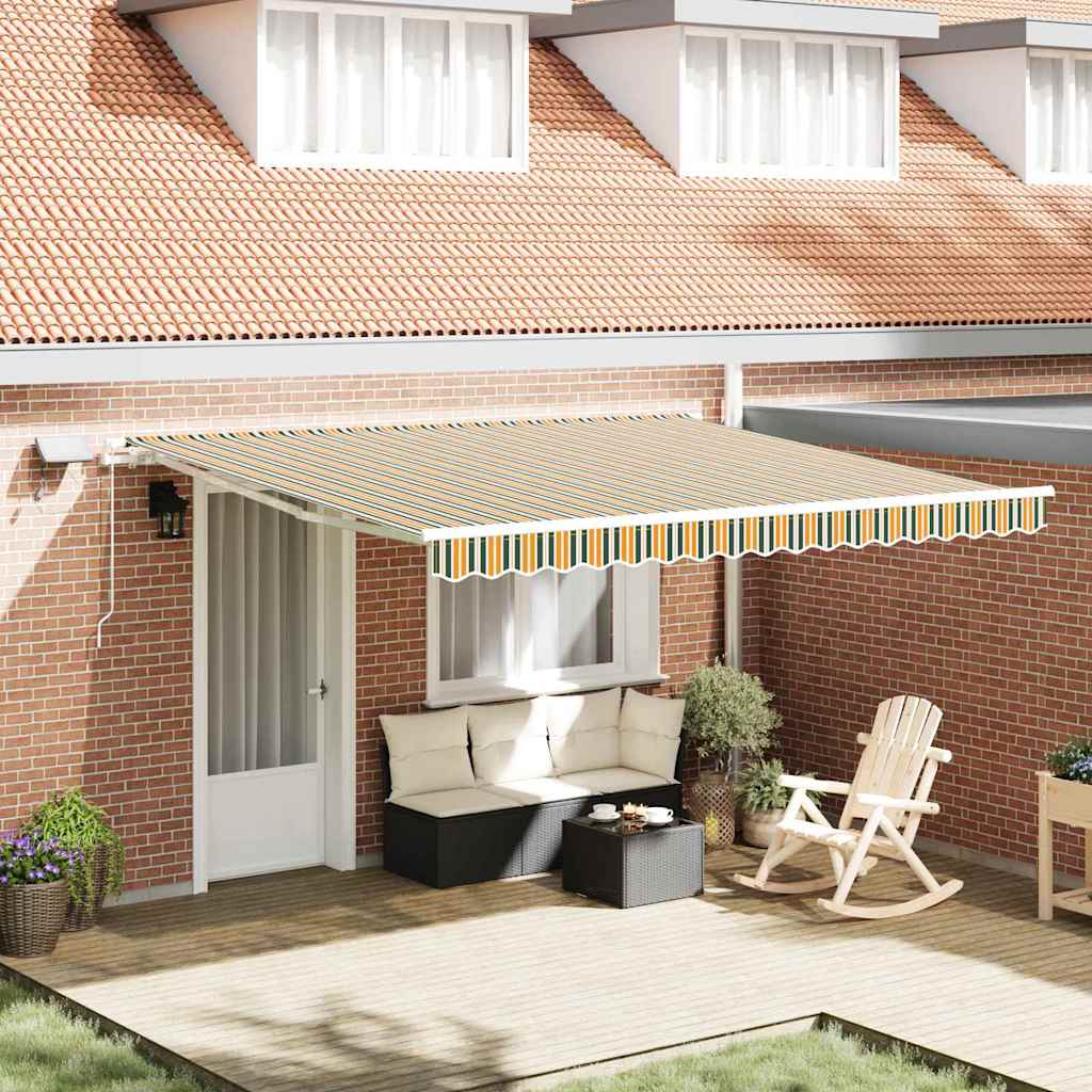 Retractable Awning with Manual 400 x 300 cm Green and yellow