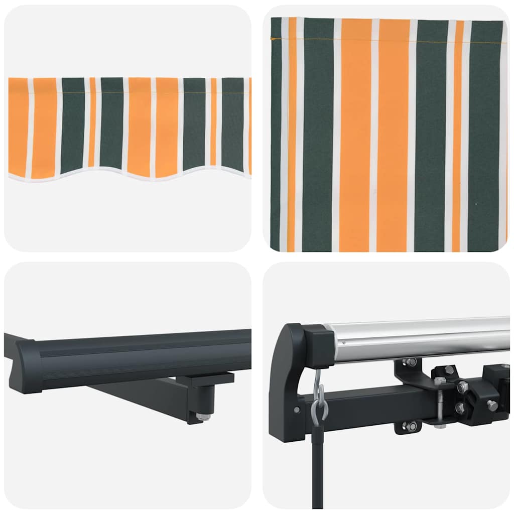 Retractable Awning Manual Green and yellow 400 x 300 cm Fabric