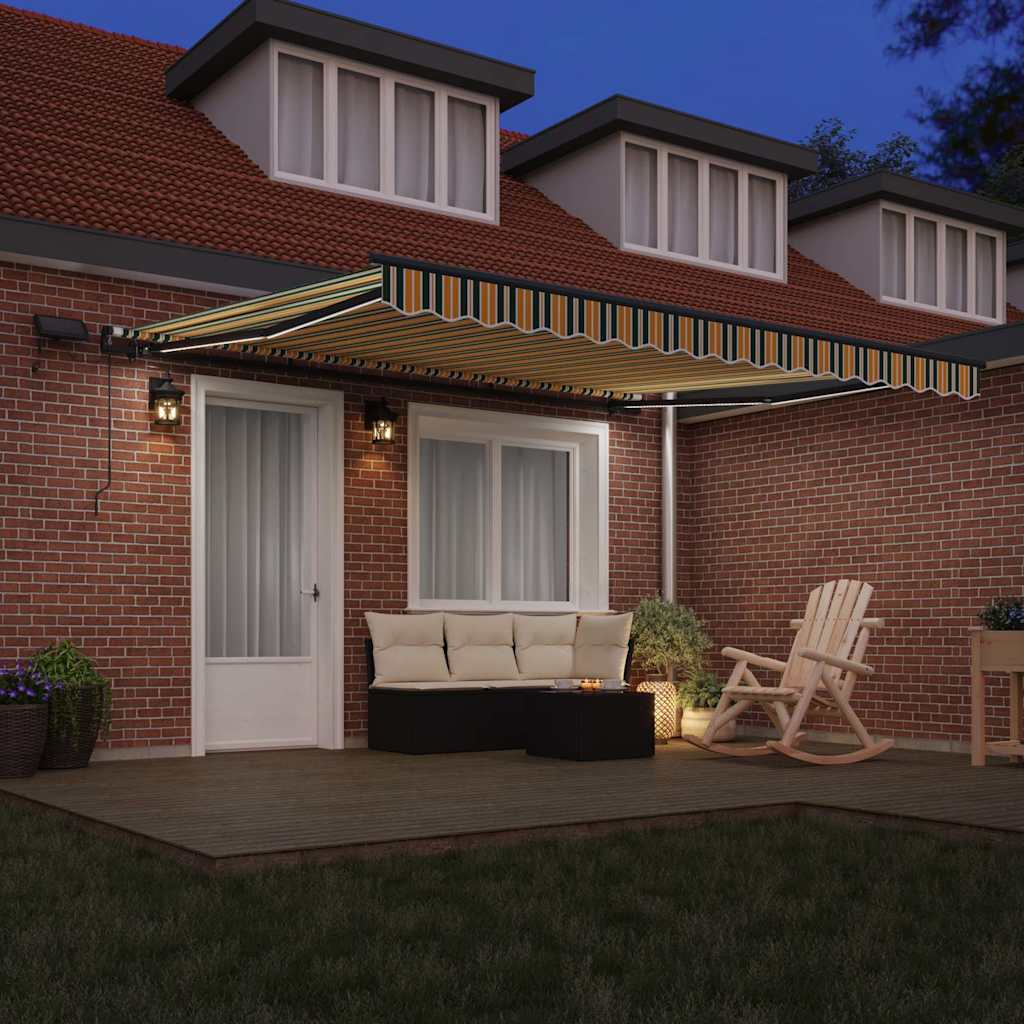 Retractable Awning Manual Green and yellow 400 x 300 cm Fabric