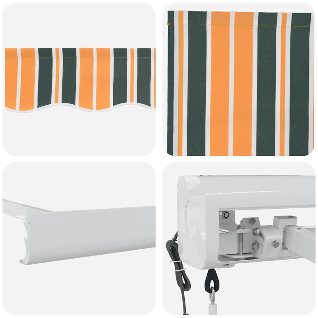 Retractable Awning Green, Yellow 400 x 300 cm Fabric, Metal