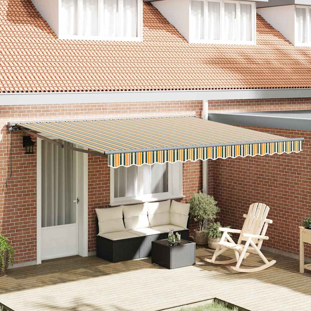 Retractable Awning Manual Green and Yellow 400x300 cm Fabric