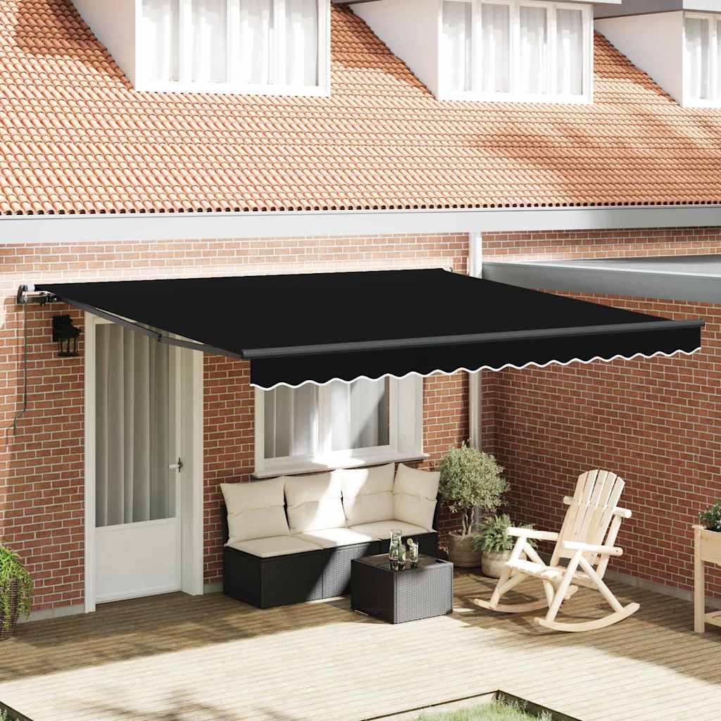 Awning Manual Black 400 x 350 cm Fabric