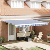 Retractable Awning Blue and white 450 x 300 cm Fabric, Metal