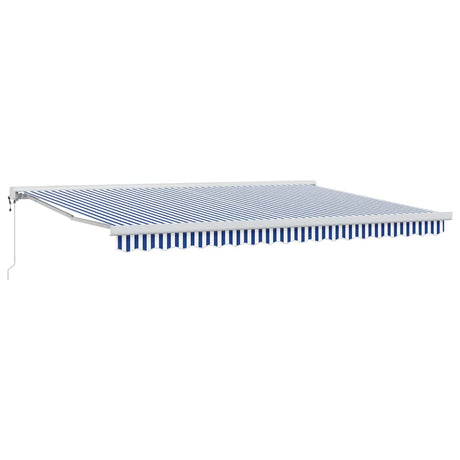 Retractable Awning Blue and white 450 x 300 cm Fabric, Metal