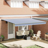 Retractable Awning Blue and White 450 x 300 cm Fabric and Metal