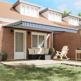 Retractable Awning Blue and White 450 x 300 cm Fabric and Metal