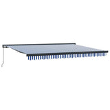 Retractable Awning Blue and White 450 x 300 cm Fabric and Metal