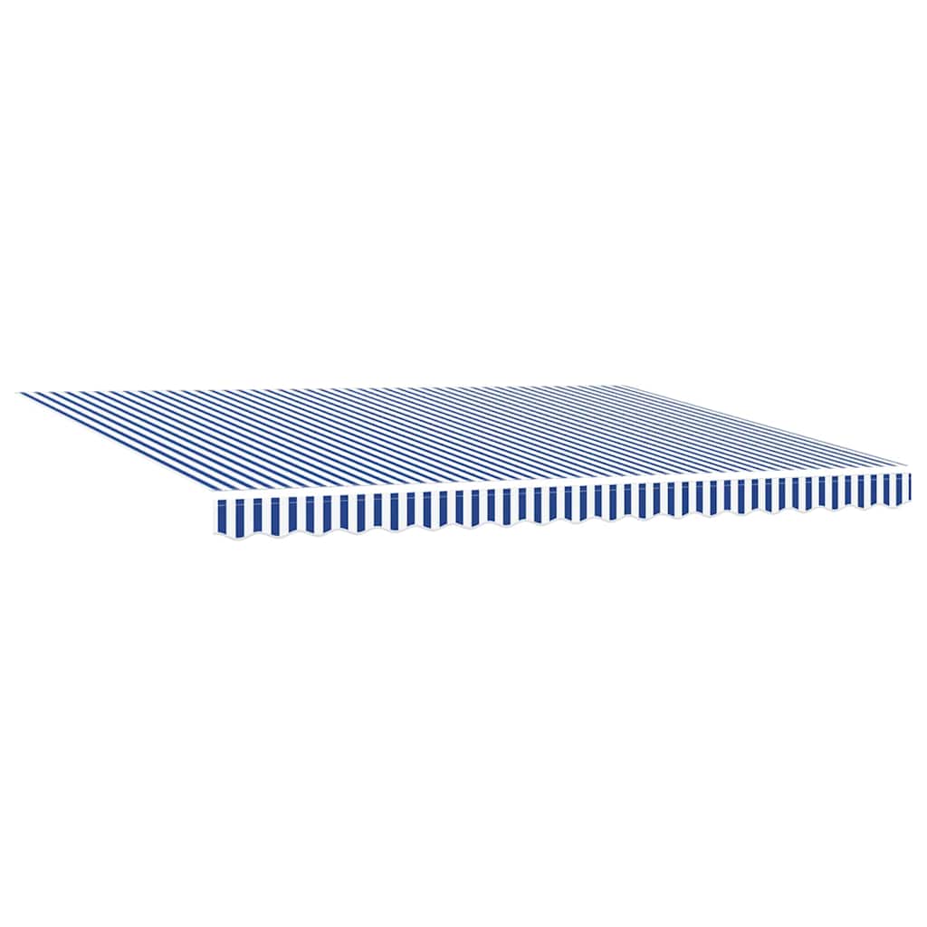 Retractable Awning Blue and White 450 x 300 cm Fabric and Metal