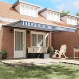 Retractable Awning Blue and white 450 x 300 cm Fabric, Metal