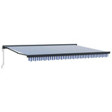 Retractable Awning Blue and white 450 x 300 cm Fabric, Metal