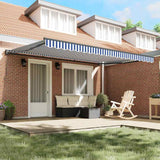 Retractable Awning Manual Blue and White 450x300 cm Fabric