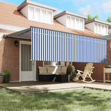 Retractable Awning Manual Blue and white 450 x 300 cm Fabric