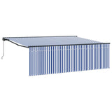 Retractable Awning Manual Blue and White 400 x 300 cm
