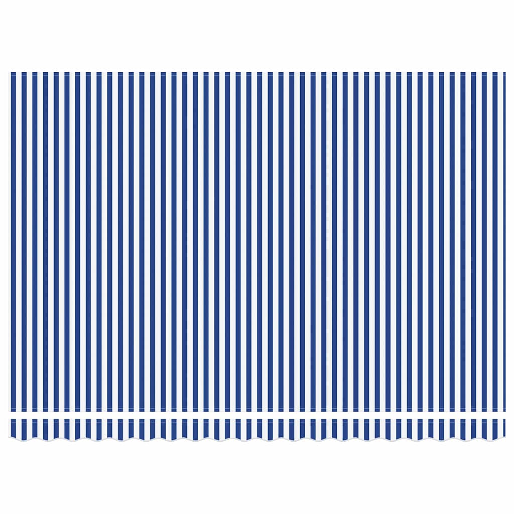 Retractable Awning Manual Blue and white 450 x 300 cm Fabric
