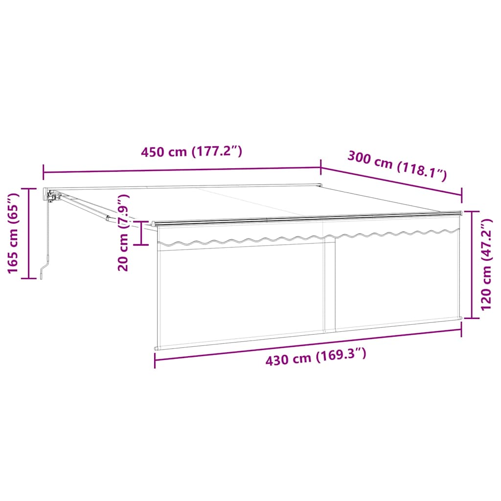 Retractable Awning Manual Blue and white 450 x 300 cm Fabric