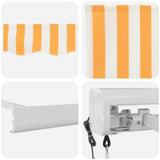 Retractable Awning Orange and white 450 x 300 cm Fabric, Metal