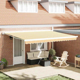 Retractable Awning Orange and white 450 x 300 cm Fabric, Metal