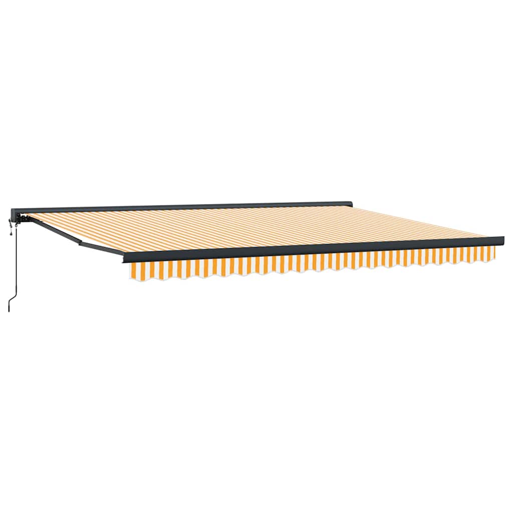 Retractable Awning Orange and white 450 x 300 cm Fabric, Metal