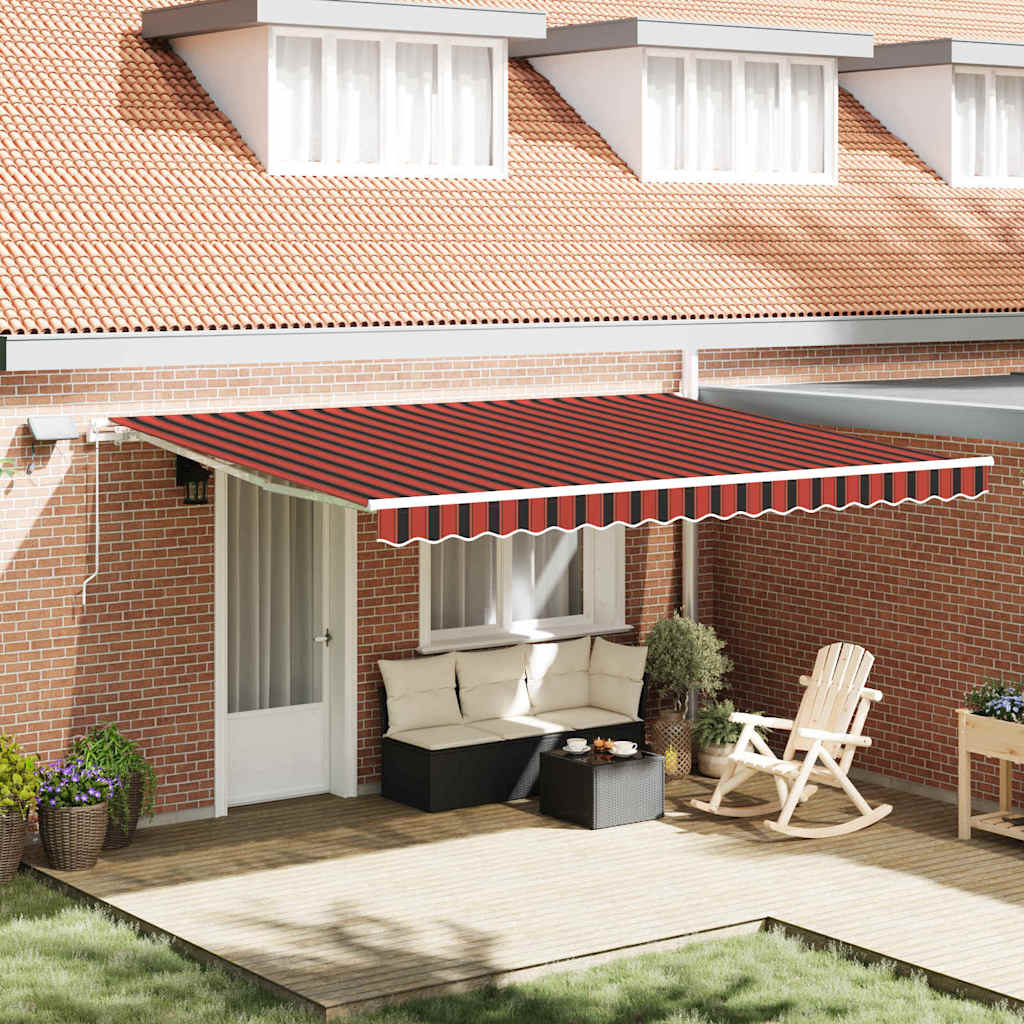 Retractable Awning with Manual 450 x 300 cm Orange and brown