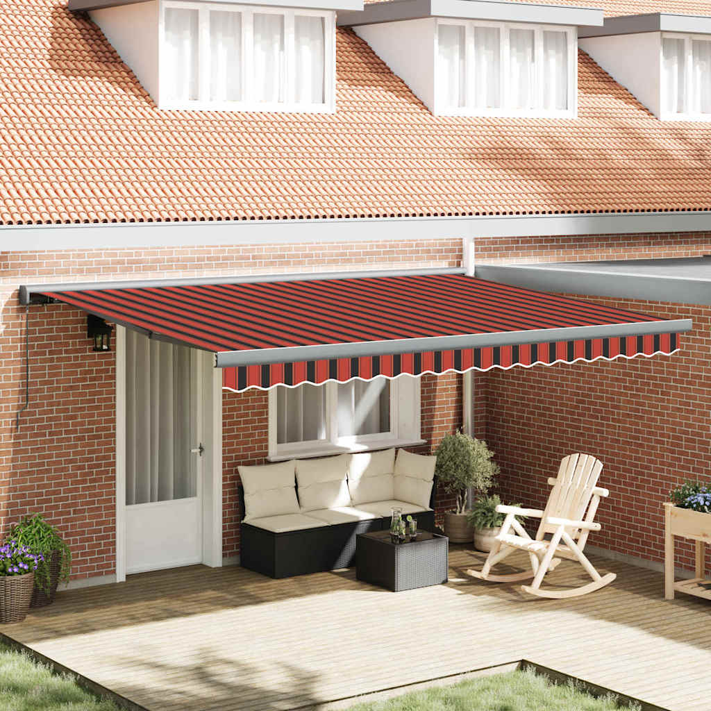 Retractable Awning Orange, Brown 450 x 300 cm Fabric, Metal