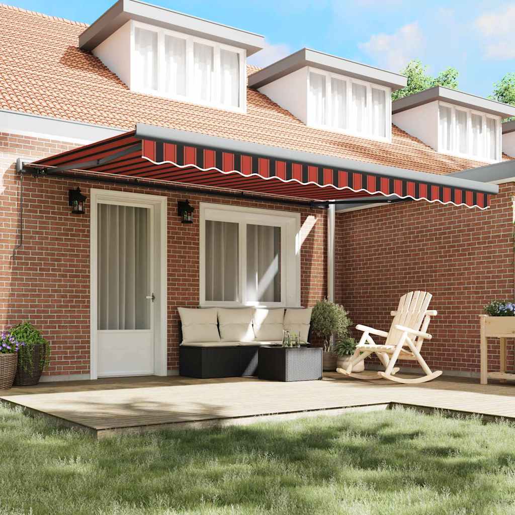 Retractable Awning Orange, Brown 450 x 300 cm Fabric, Metal
