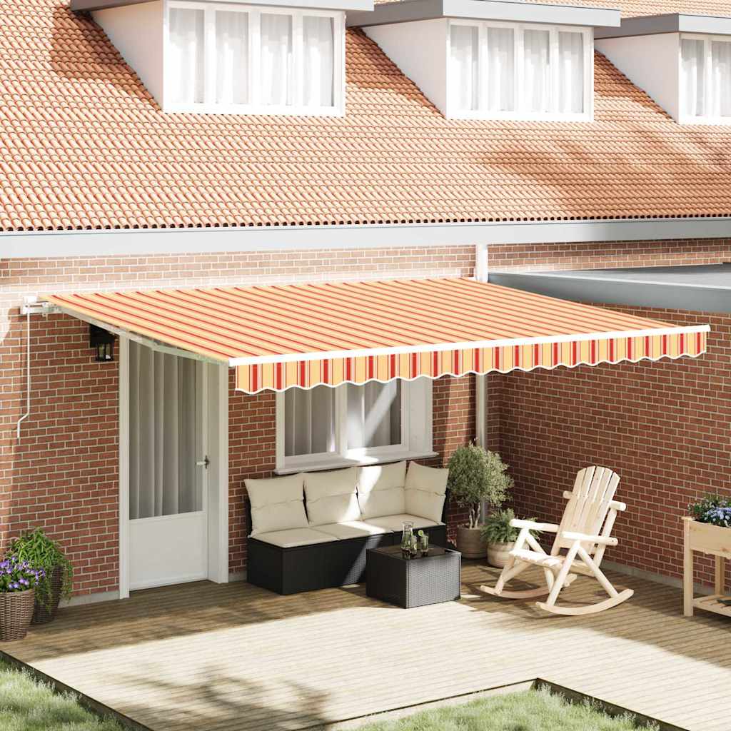 Retractable Awning Yellow and orange 450 x 300 cm Fabric