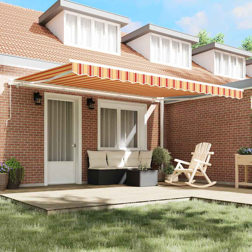 Retractable Awning Yellow and orange 450 x 300 cm Fabric