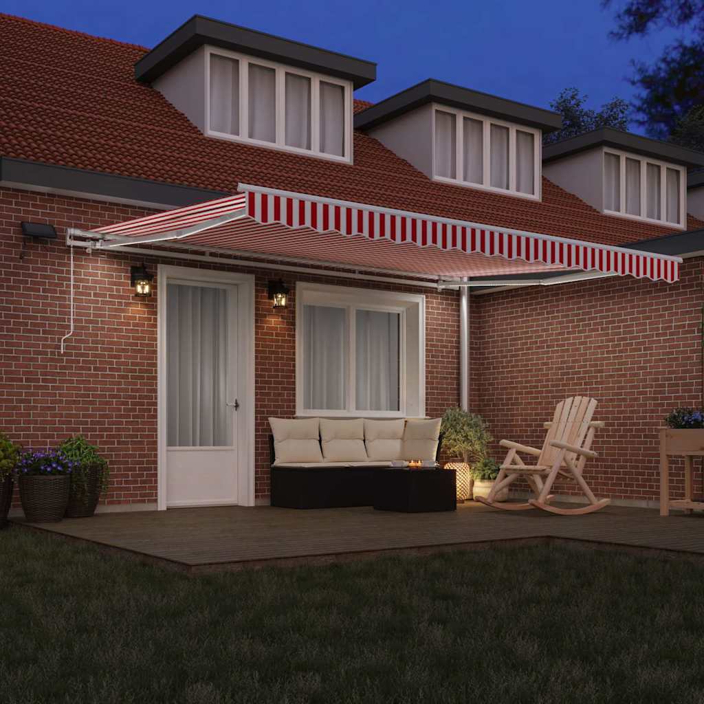 Retractable Awning with Manual 450 x 300 cm Red and white
