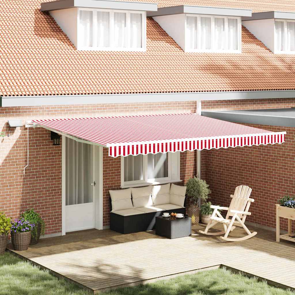 Retractable Awning with Manual 450 x 300 cm Red and white