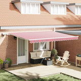Retractable Awning with Manual 450 x 300 cm Red and white