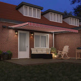 Retractable Awning Manual Red and white 450 x 300 cm Fabric