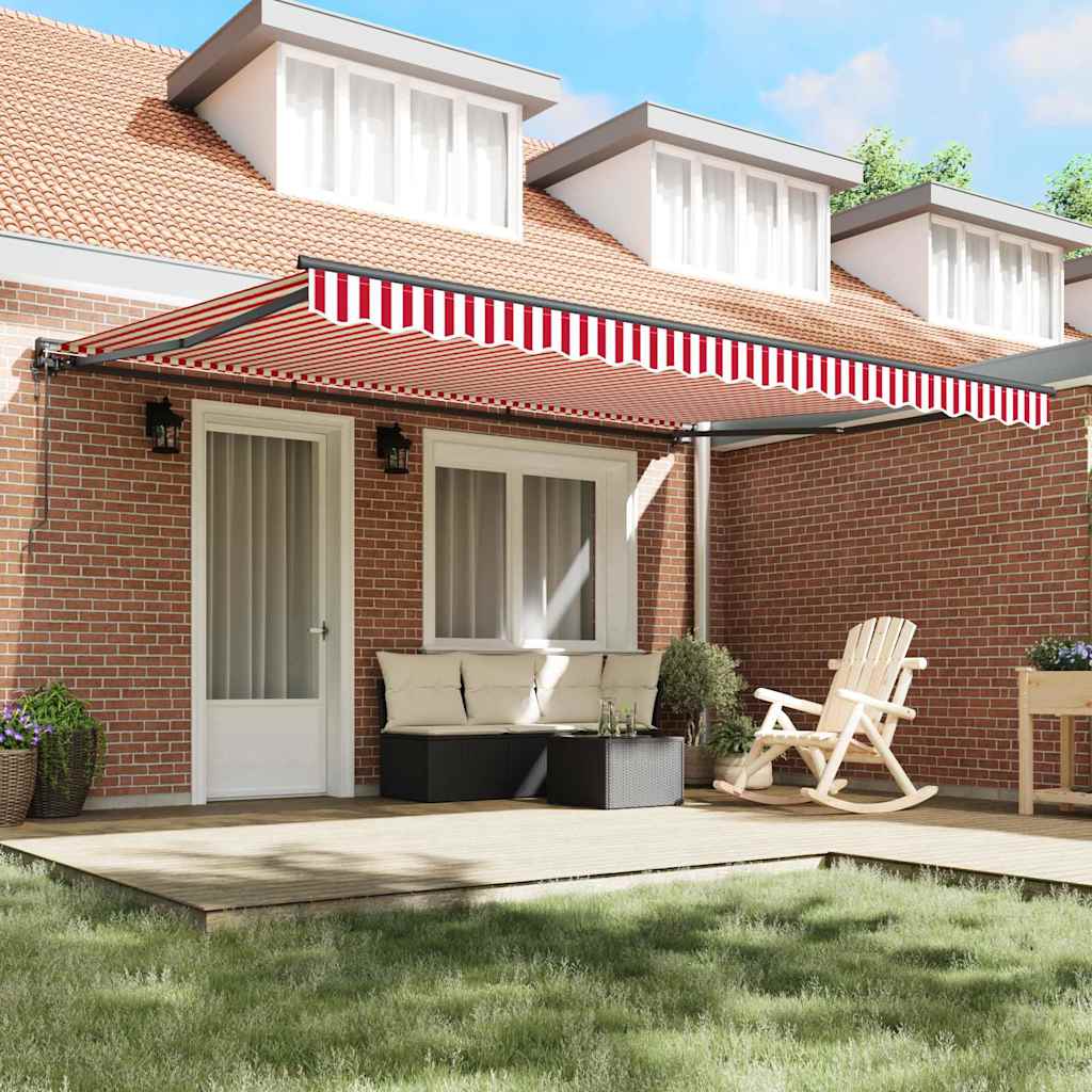 Retractable Awning Red and White Stripe 450x300 cm Fabric