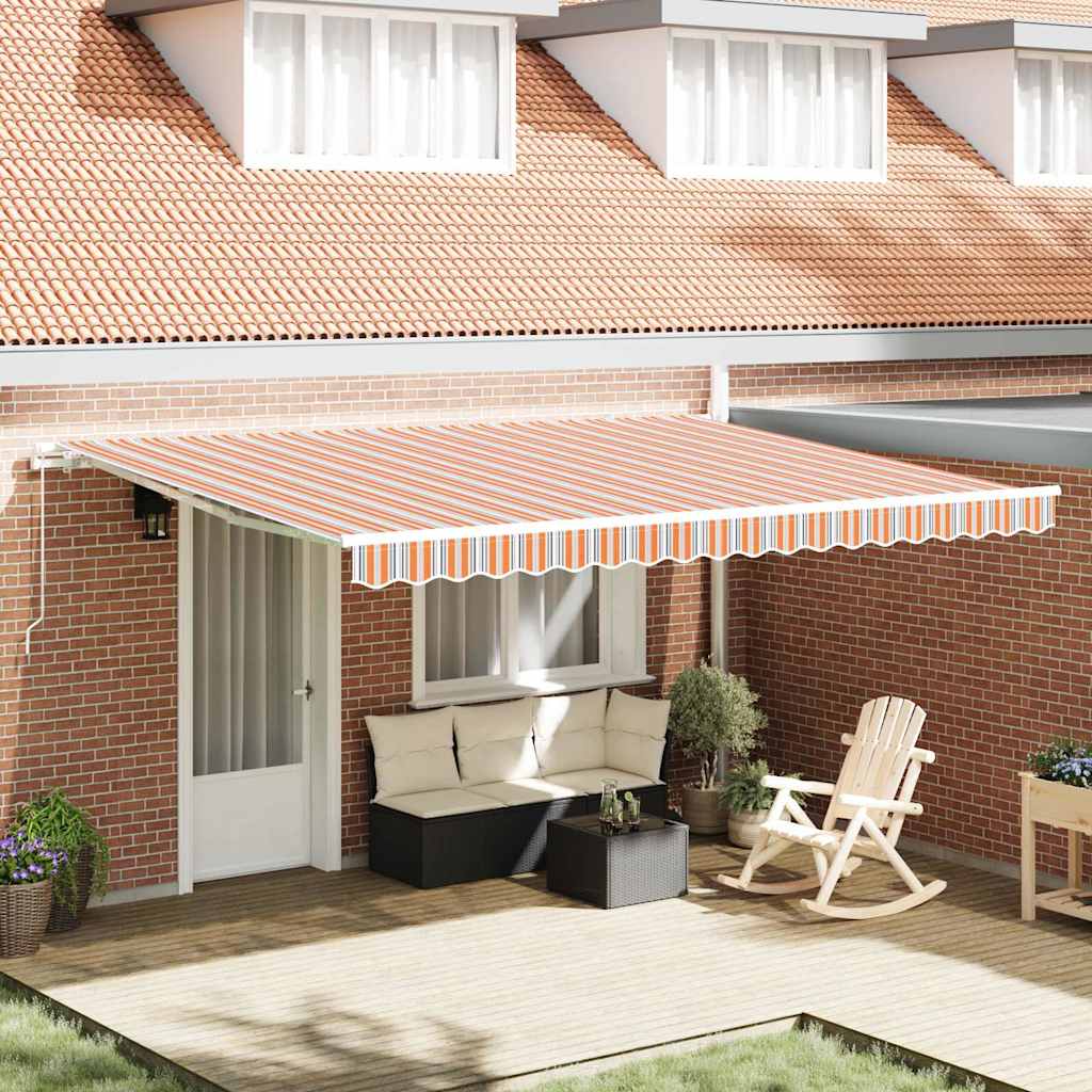 Retractable Awning Multicolour 450 x 300 cm Polyester and Metal