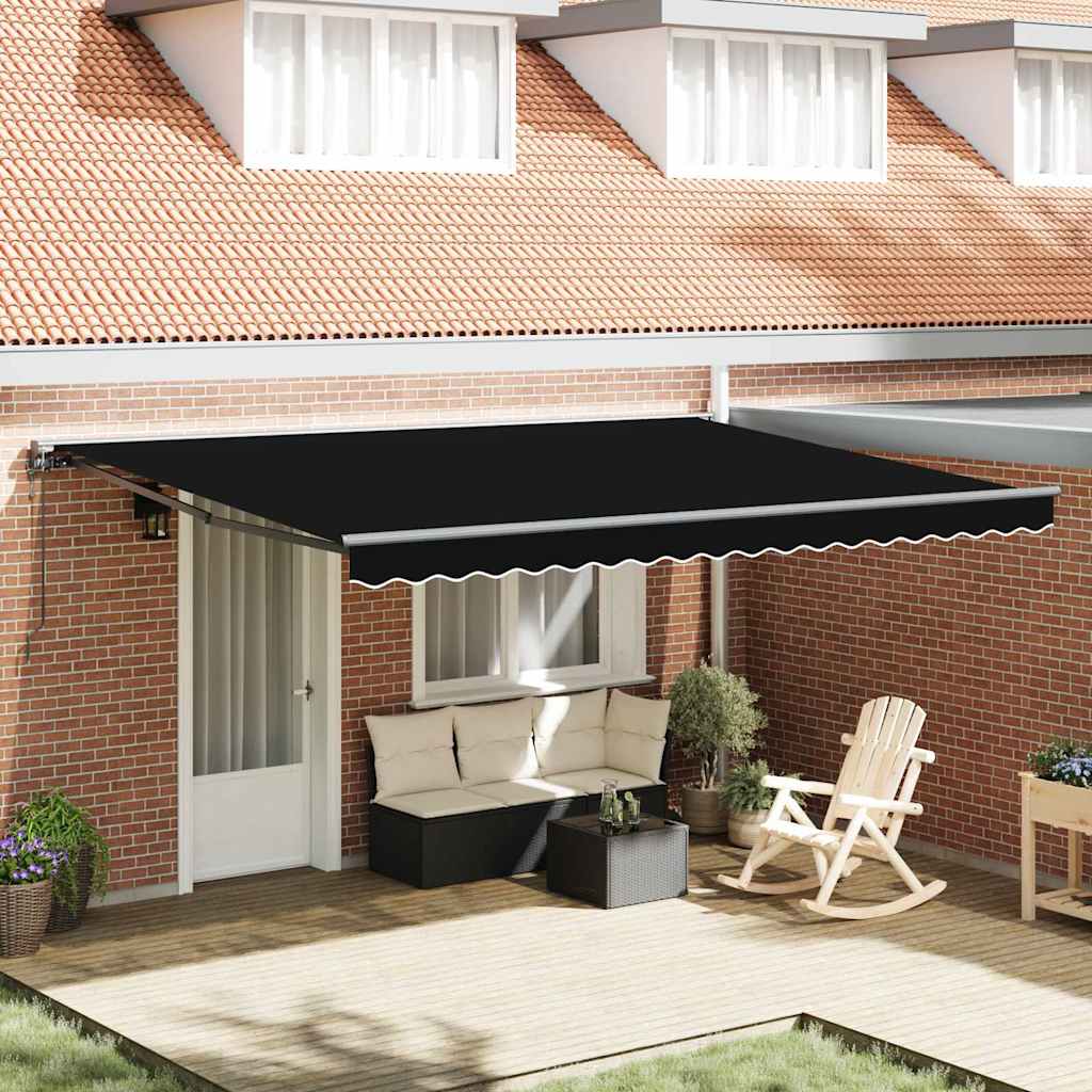 Retractable Awning Manual Black 450x300 cm Fabric