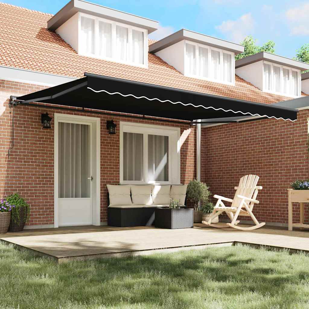 Retractable Awning Manual Black 450x300 cm Fabric