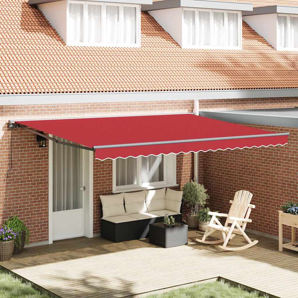 Retractable Awning Manual Red 450x300 cm Fabric